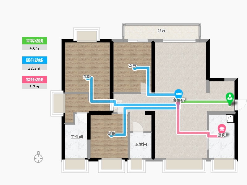 海南省-海口市-扬江花园一期-111.10-户型库-动静线