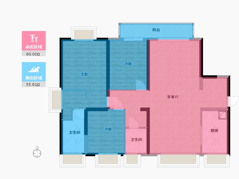 海南省-海口市-扬江花园一期-111.10-户型库-动静分区