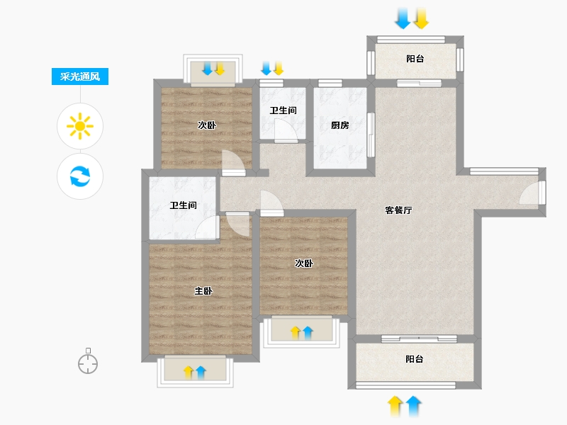 湖南省-益阳市-清华园-110.00-户型库-采光通风