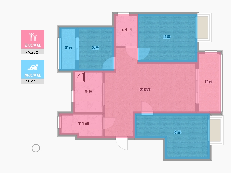 浙江省-宁波市-荣安春和景明-89.00-户型库-动静分区