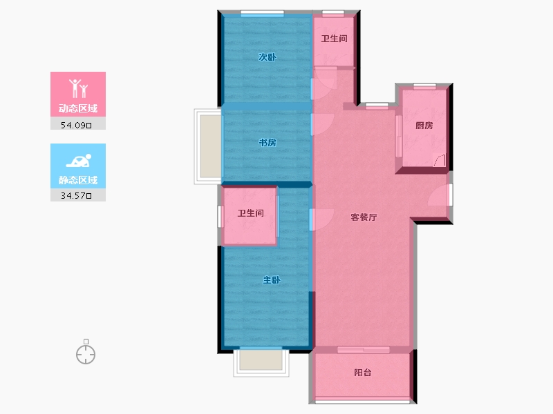 河南省-郑州市-中原华侨城-84.67-户型库-动静分区