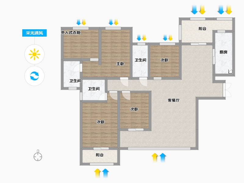 贵州省-毕节市-燕山壹号-172.00-户型库-采光通风