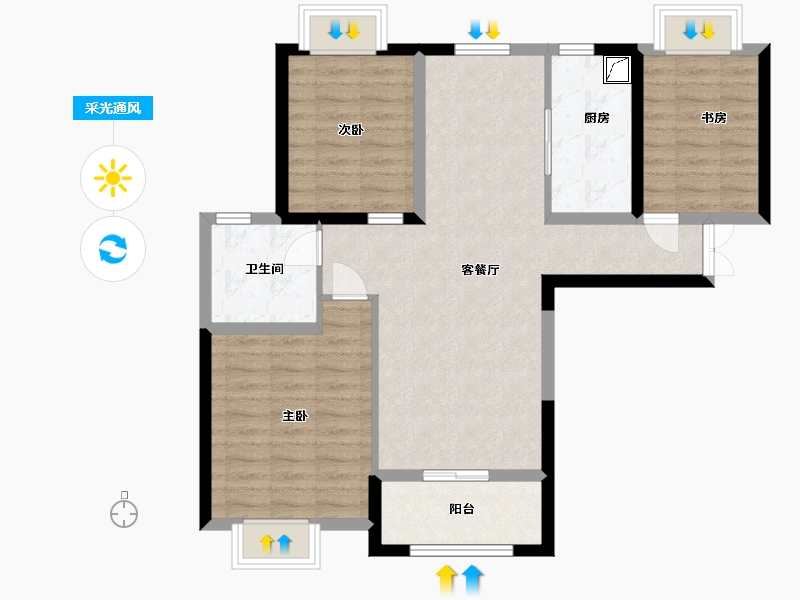 江苏省-淮安市-红旗佳园-80.00-户型库-采光通风