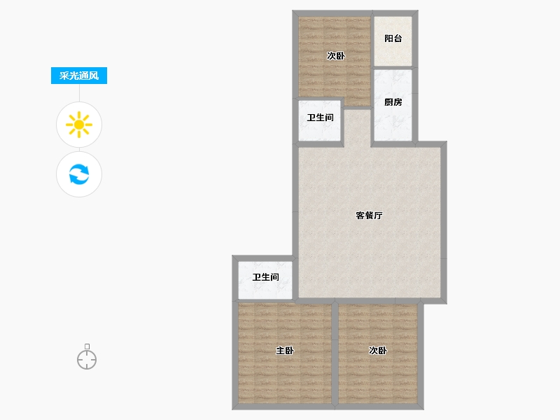 黑龙江省-哈尔滨市-群里-107.00-户型库-采光通风