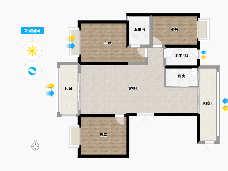 河南省-驻马店市-泌阳中泓尚城-125.00-户型库-采光通风