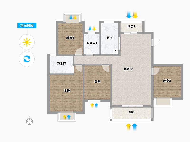 贵州省-贵阳市-双阅府-130.00-户型库-采光通风