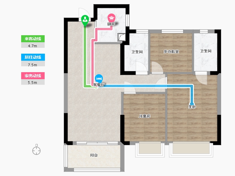 浙江省-温州市-新力琥珀园-86.00-户型库-动静线