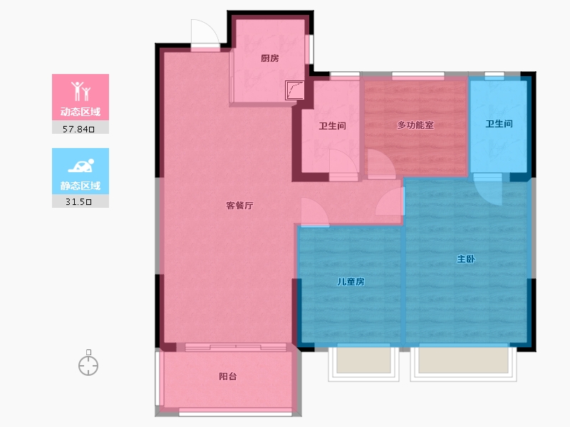 浙江省-温州市-新力琥珀园-86.00-户型库-动静分区