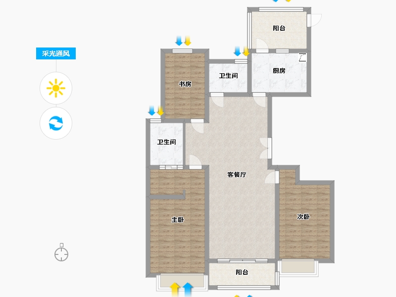 河南省-洛阳市-盛世新天地-120.00-户型库-采光通风