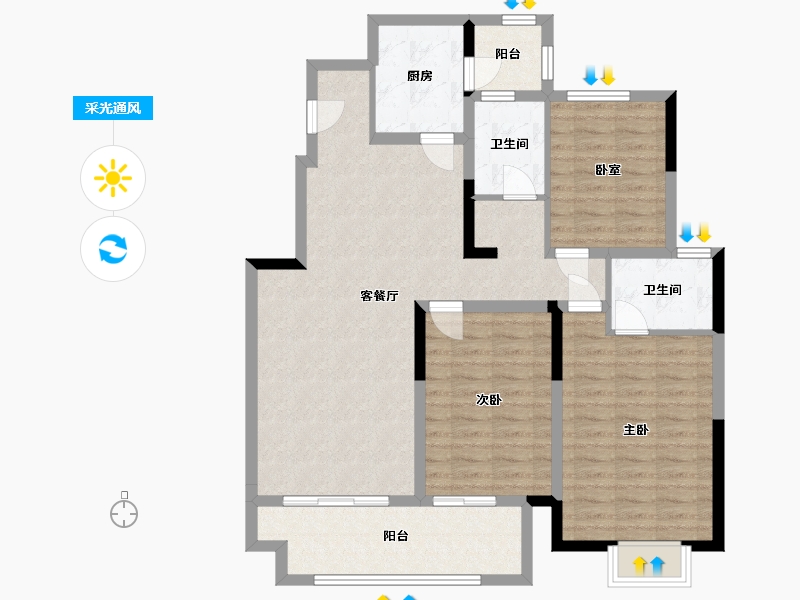 河南省-郑州市-康桥香溪郡-105.00-户型库-采光通风