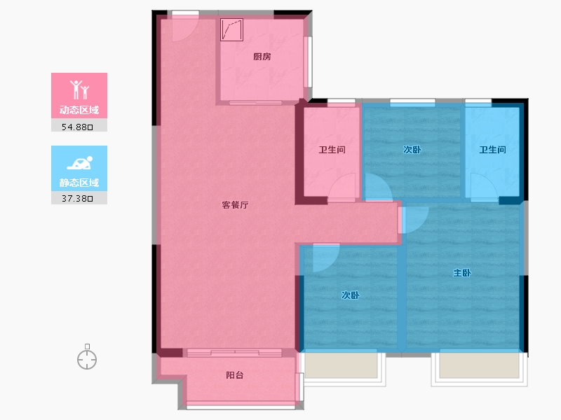 辽宁省-本溪市-碧桂园-86.00-户型库-动静分区