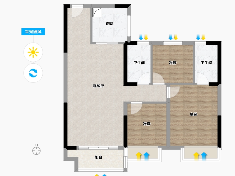 辽宁省-本溪市-碧桂园-86.00-户型库-采光通风