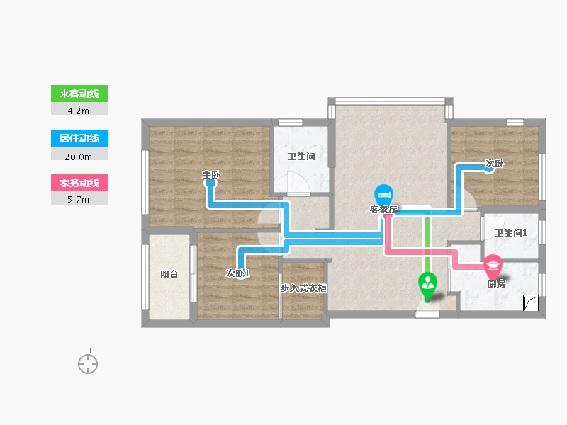 浙江省-宁波市-得力九菁园-84.00-户型库-动静线