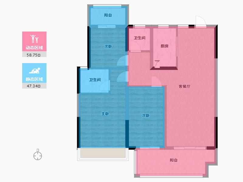 安徽省-宣城市-伯益悦府-94.40-户型库-动静分区