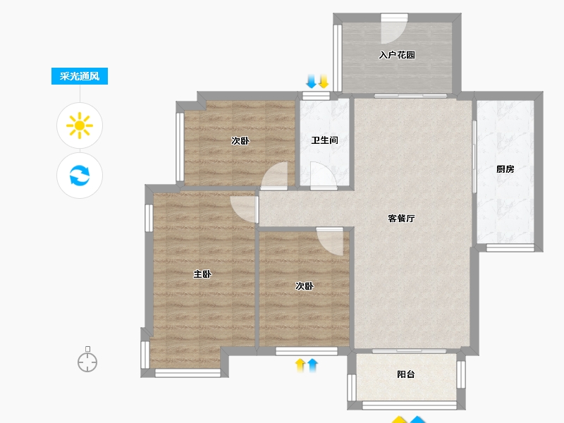 广东省-广州市-南海湖景湾-94.00-户型库-采光通风