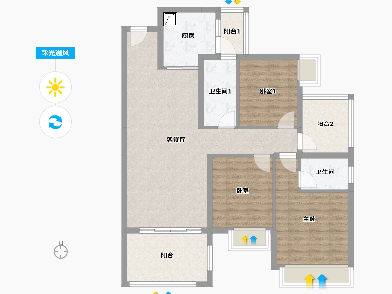 广东省-惠州市-深业西湖三里-95.00-户型库-采光通风