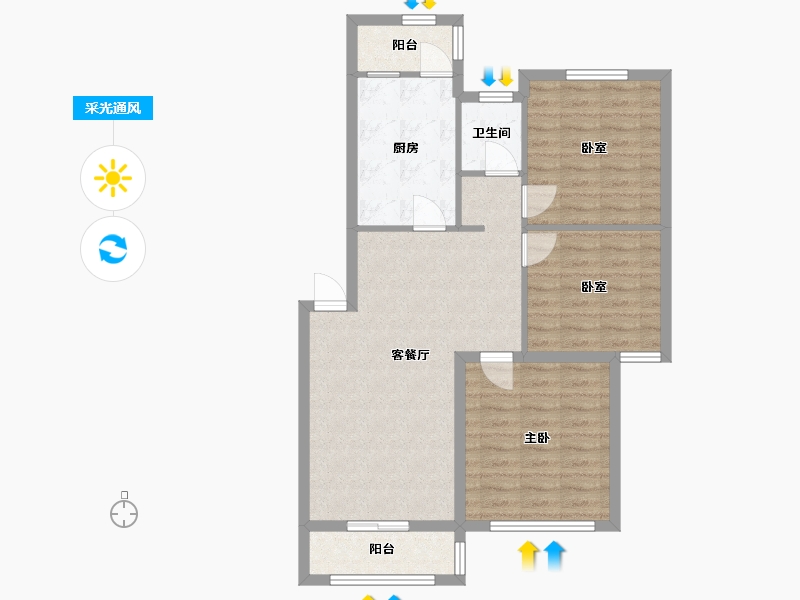 安徽省-合肥市-和明雅居-90.00-户型库-采光通风