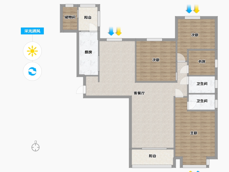 河南省-新乡市-恒大雅苑-160.00-户型库-采光通风