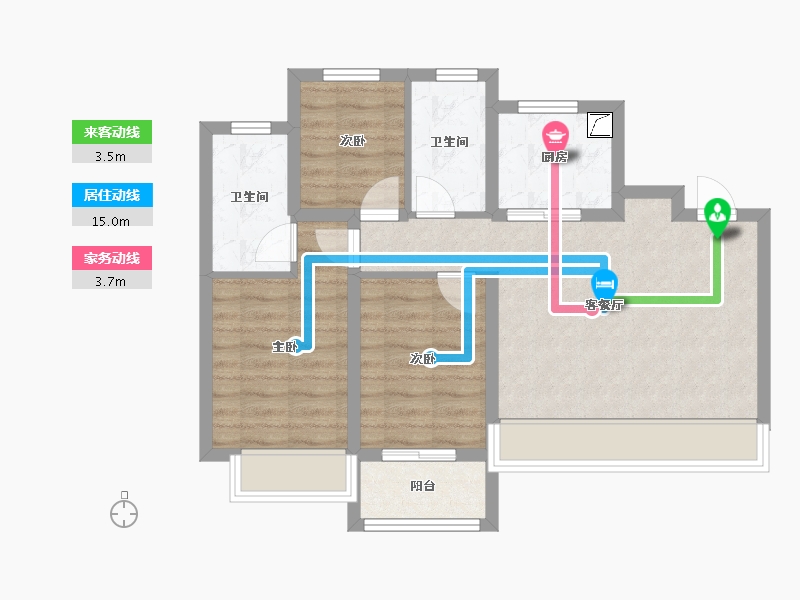 浙江省-台州市-万科城-75.00-户型库-动静线