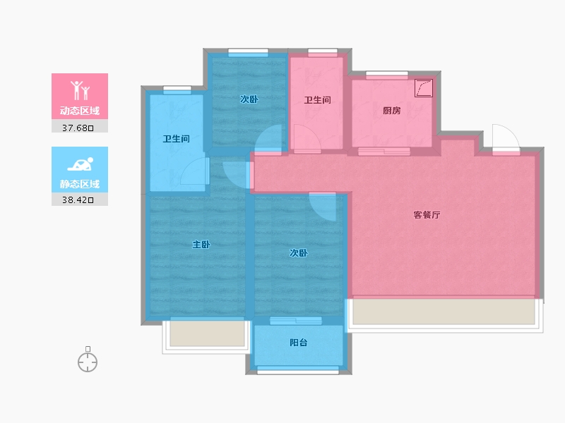 浙江省-台州市-万科城-75.00-户型库-动静分区