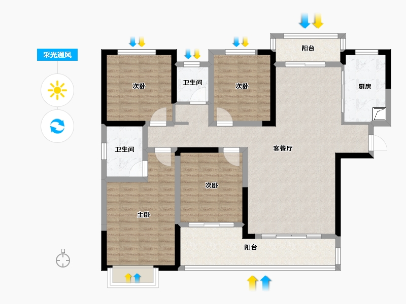 湖南省-永州市-中央新城-140.00-户型库-采光通风