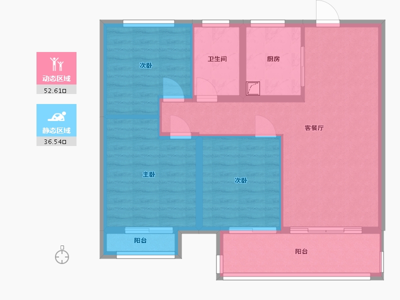 江苏省-南通市-翰林首府-80.00-户型库-动静分区