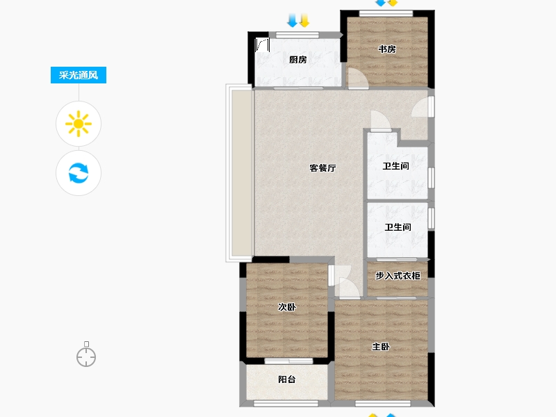 浙江省-杭州市-上景云栖宸园-89.25-户型库-采光通风