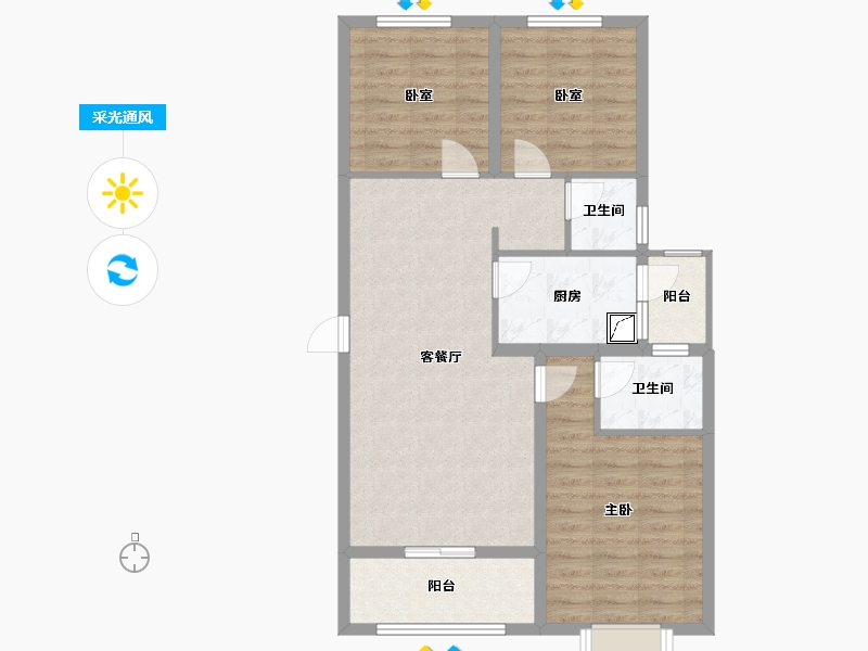 河南省-安阳市-御峰嘉苑-96.60-户型库-采光通风