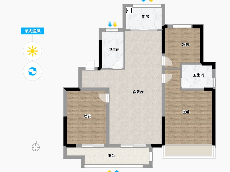 山东省-泰安市-泰山玉兰花园-89.00-户型库-采光通风