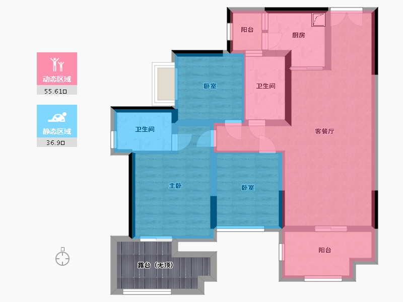 贵州省-遵义市-中建幸福城-88.00-户型库-动静分区