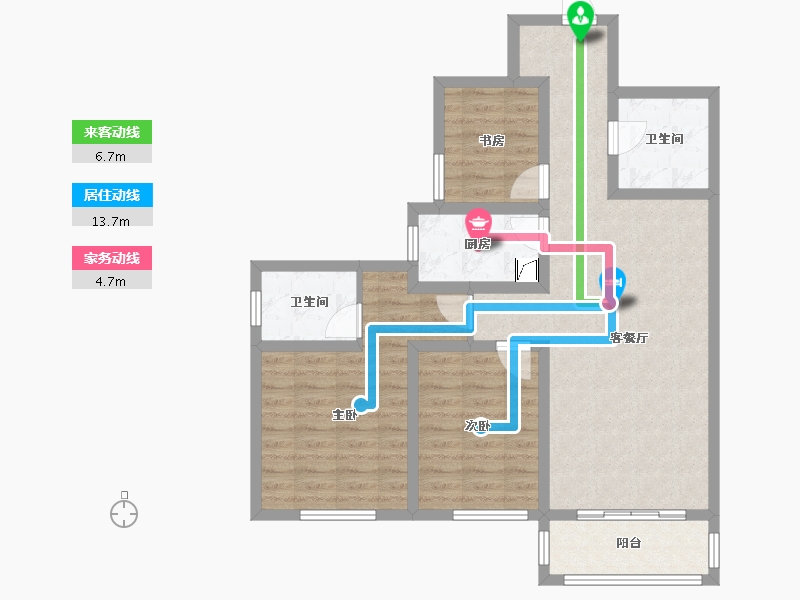 陕西省-宝鸡市-盛世华庄-89.00-户型库-动静线