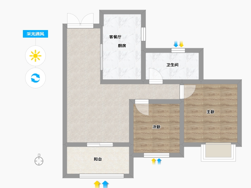 安徽省-池州市-金山花园-69.00-户型库-采光通风