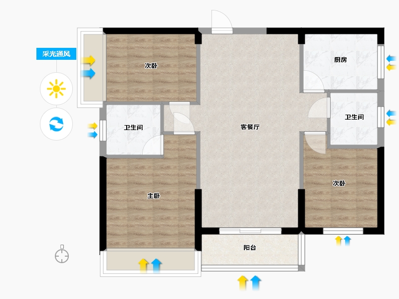 广东省-汕头市-华悦春天-84.00-户型库-采光通风