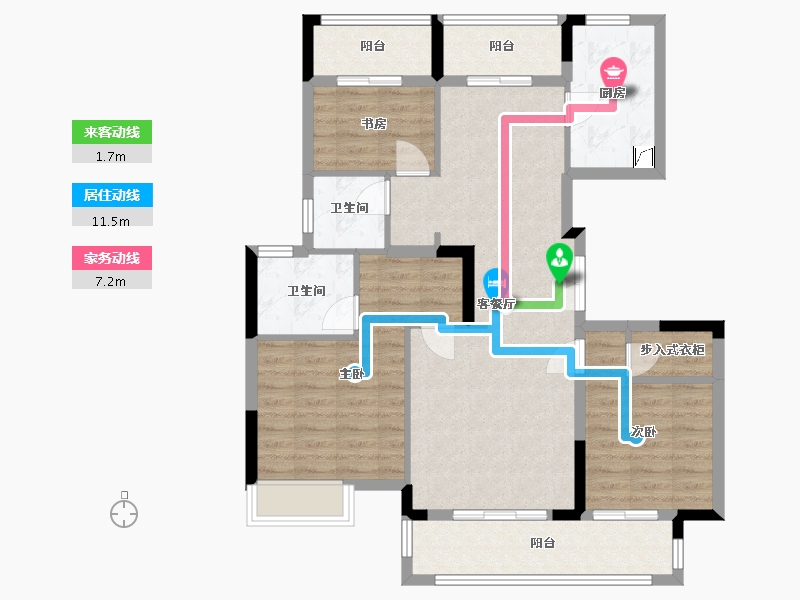 浙江省-绍兴市-映江南-91.00-户型库-动静线