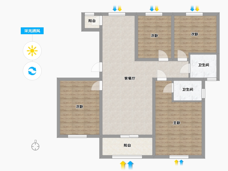 河北省-衡水市-龙海园-120.00-户型库-采光通风