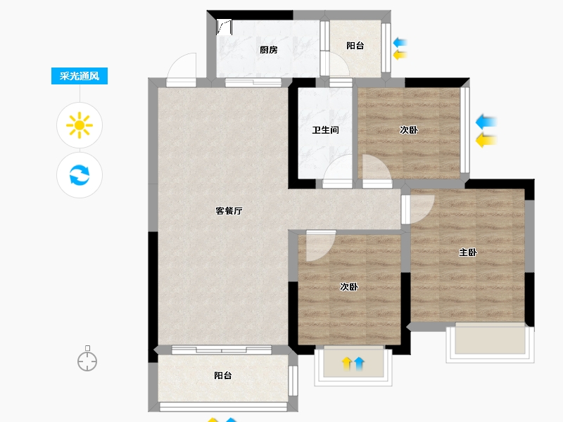 四川省-乐山市-滟澜洲·芳华里-79.87-户型库-采光通风