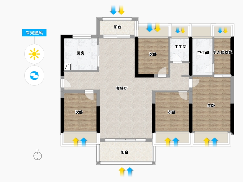 贵州省-黔东南苗族侗族自治州-凯里碧桂园-90.00-户型库-采光通风