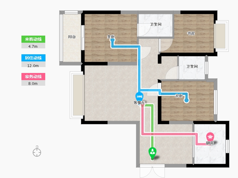 甘肃省-兰州市-大名城棚户区-96.00-户型库-动静线