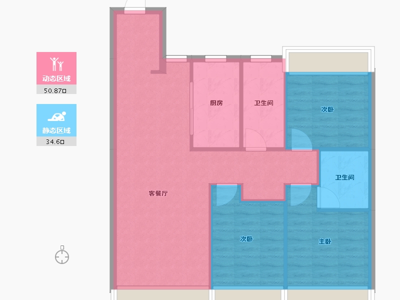 吉林省-长春市-中海·尚学府-105.00-户型库-动静分区