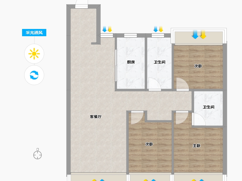 吉林省-长春市-中海·尚学府-105.00-户型库-采光通风