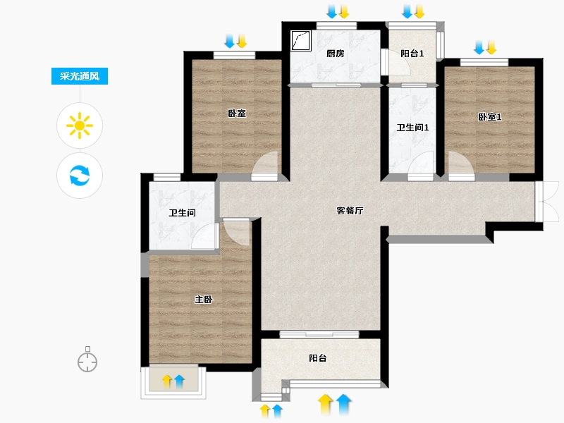 陕西省-西安市-御锦城-98.00-户型库-采光通风