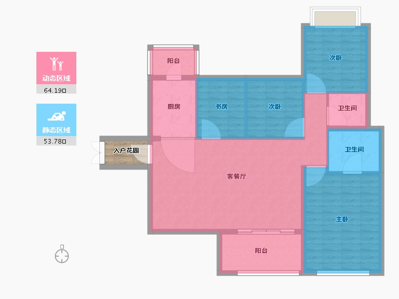 湖南省-岳阳市-恒大御景湾-111.66-户型库-动静分区