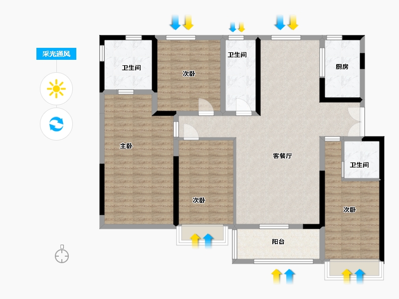 河南省-漯河市-荣盛锦绣江南-143.00-户型库-采光通风