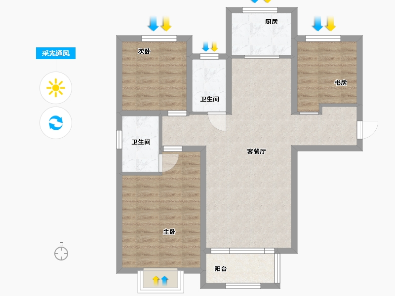 河北省-石家庄市-天河明郡-98.00-户型库-采光通风