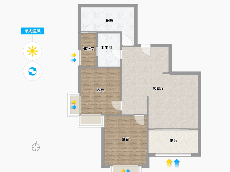 江苏省-苏州市-新城金郡-75.00-户型库-采光通风