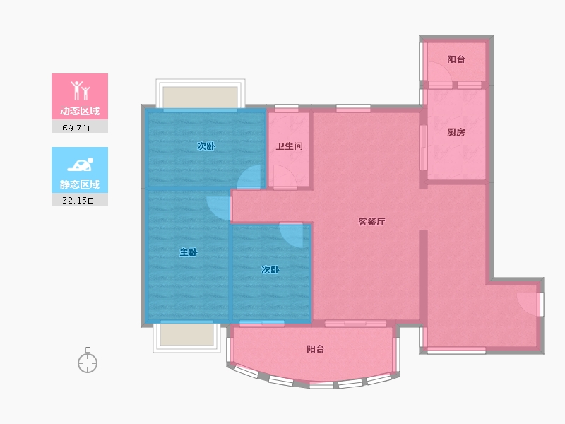 广东省-广州市-千禧花园三期-84.00-户型库-动静分区