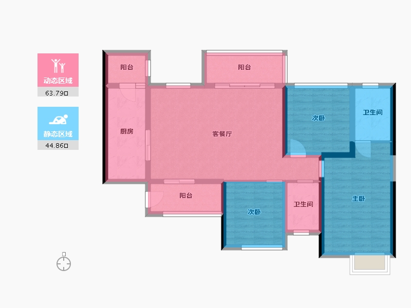 重庆-重庆市-礼玉金湾-100.62-户型库-动静分区