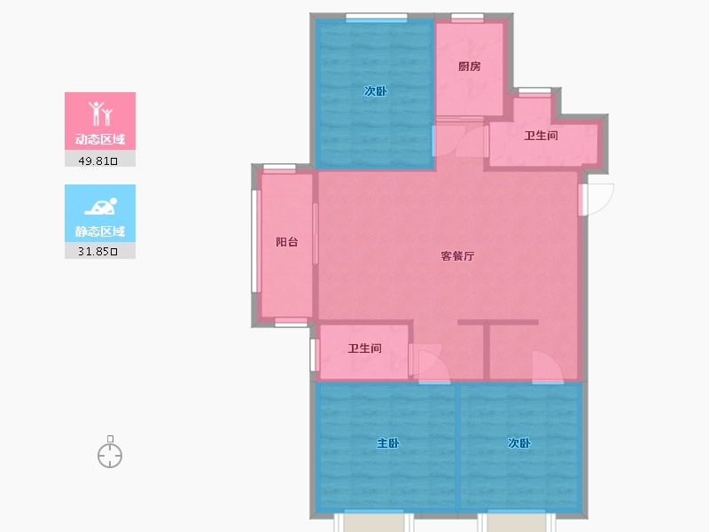 浙江省-金华市-光明东润花园-88.40-户型库-动静分区