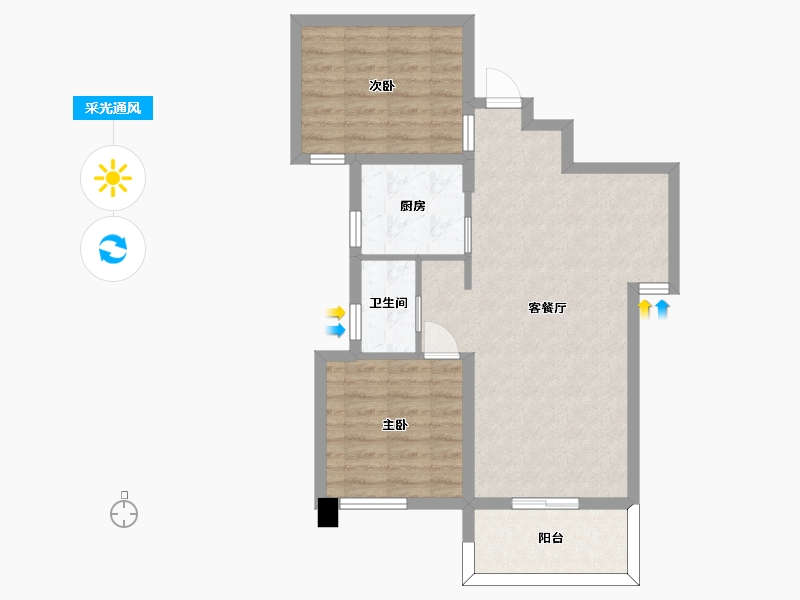 湖南省-长沙市-福天星中心2号楼,5号楼A1户型91m²-65.36-户型库-采光通风