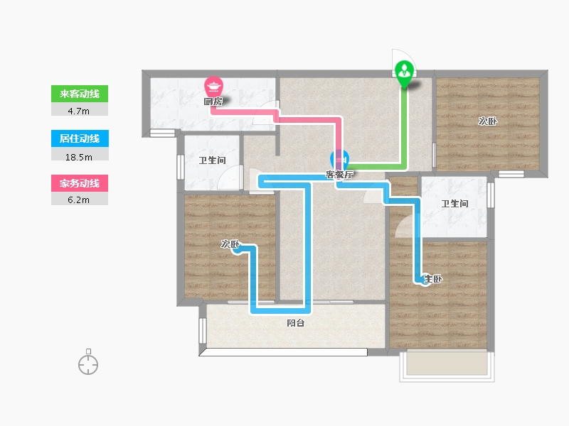 湖南省-长沙市-新城和樾115㎡-86.29-户型库-动静线